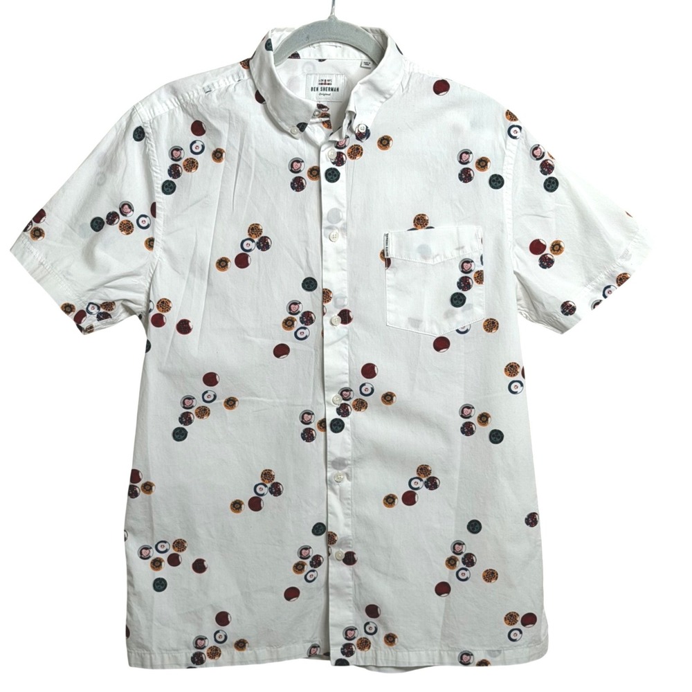Ben Sherman Original Target Leopard Print Button Down White Mens Large